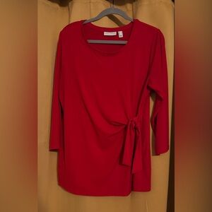 Women’s 3/4 Sleeve Medium Red Blouse 95% Polyester 5% Spandex